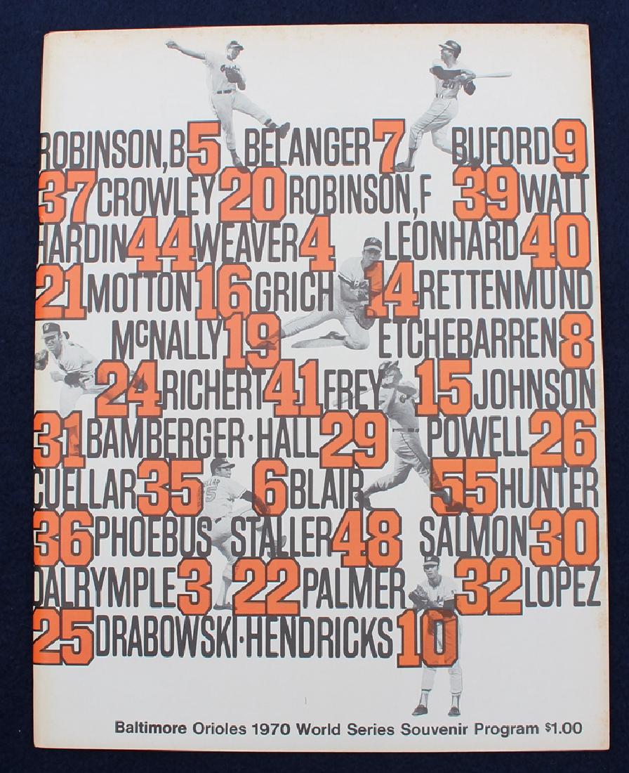 1970 Orioles vs. Reds World Series Program NRMT: Fresh, unscored program in NRMT condition for a Baltimore home game. Suggested bid $75