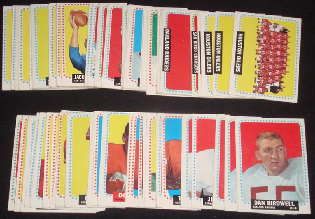1964 Topps Football Card Lot, (60+) Cards: 1964 Topps Football Card Lot, (60+) Cards; nice group of arly Topps Football cards; overall condition ranges but most are VG or better - some condition variations; no major stars, but many minor stars