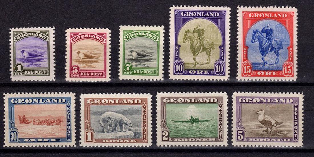 Greenand Scott 10-18 VF OG LH/H SCV.$202+: 1945 pictorial complete set, Scott 10-18, Unused with VF centering, previously hinged original gum LH/H. 2018 SCV.$202+