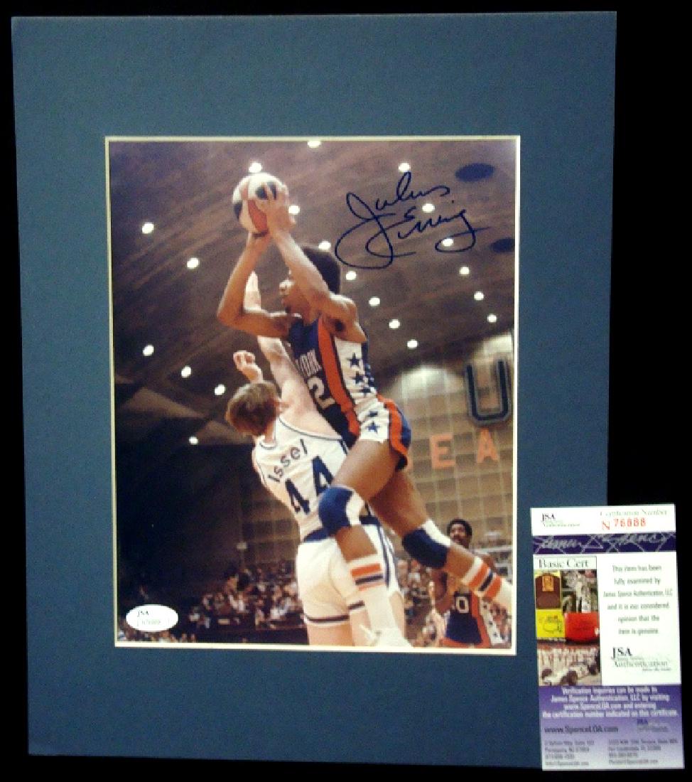 Julius Irving Autographed & Matted 8x10 Photograph, JSA (1 of 3)