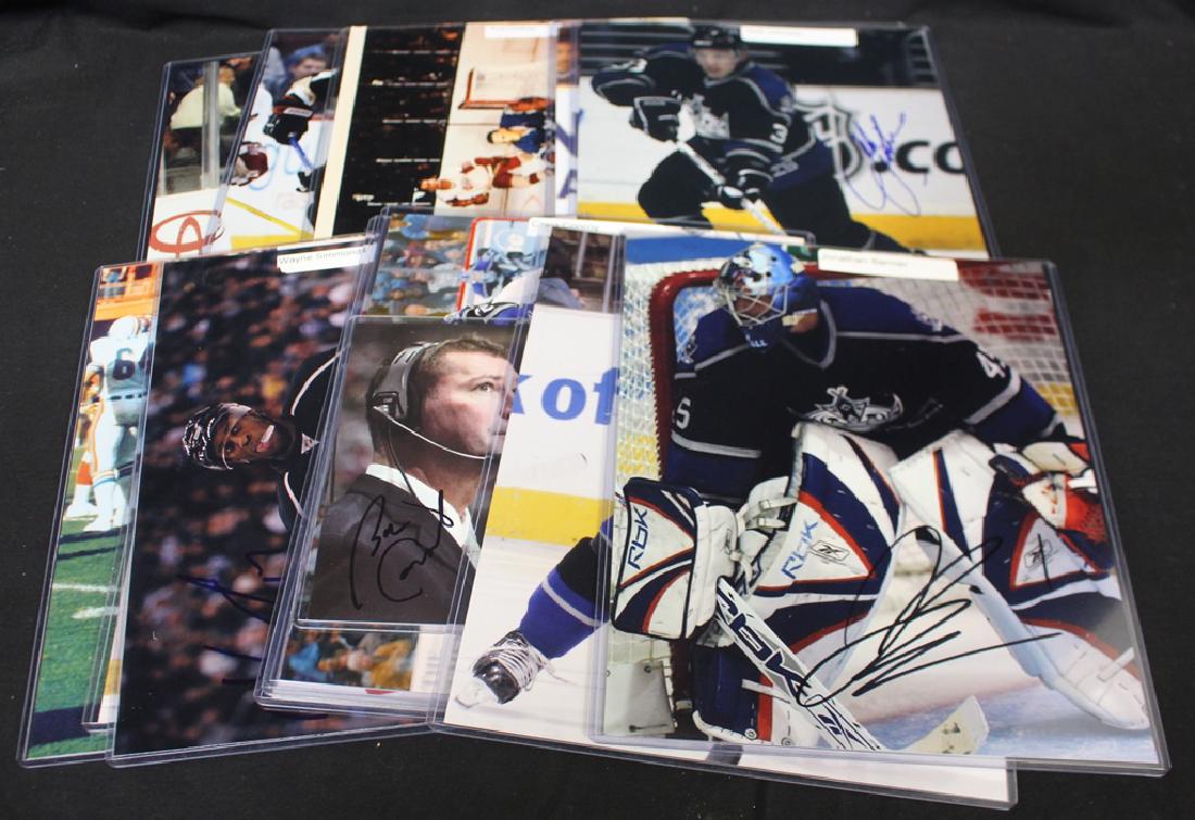 (13) NHL Hockey Players autographed photos: Useful lot of (13) different NHL hockey players signed photos, all are 8x10's unless otherwise noted. Lot includes Jonathan Bernier, Dustin Brown, Craig Conroy, Alex Frolov, Jack Johnson, Anze Kopitar
