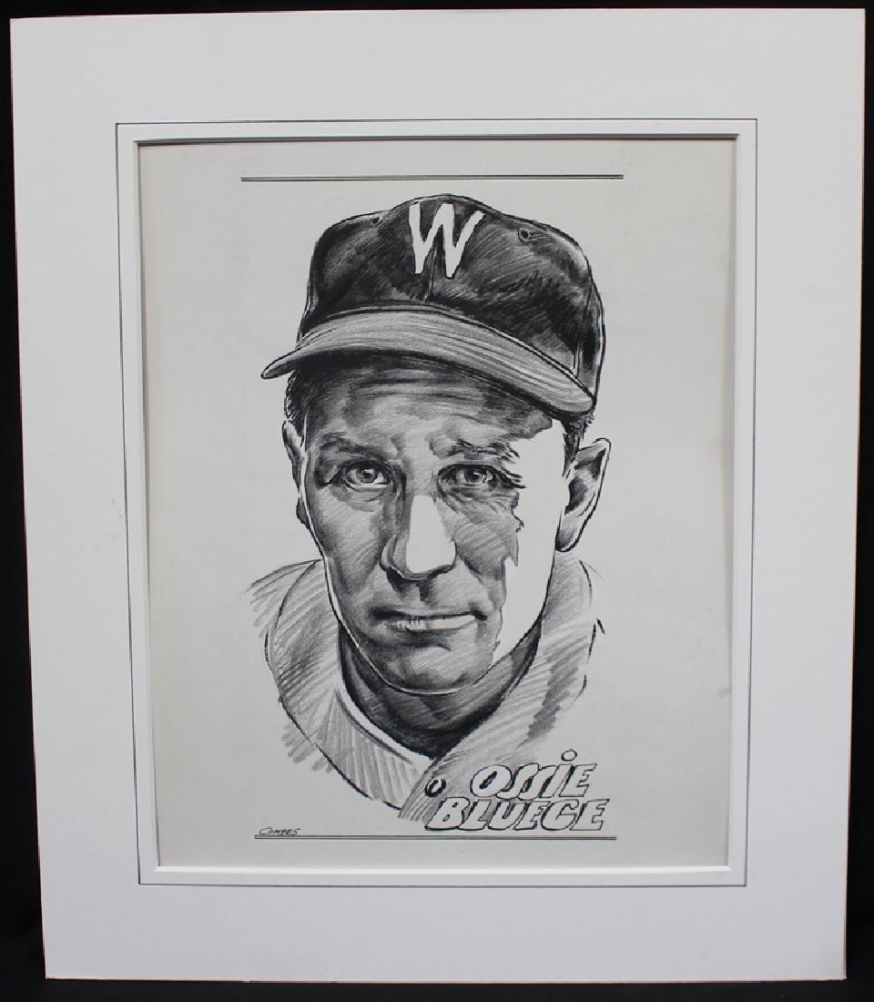Ossie Bluege Graphite and Pencil Original Artwork (1 of 3)