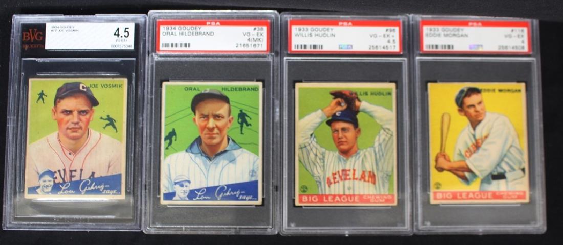 (4) 1933-1934 Goudey Graded Cleveland Indians Cards (1 of 1)