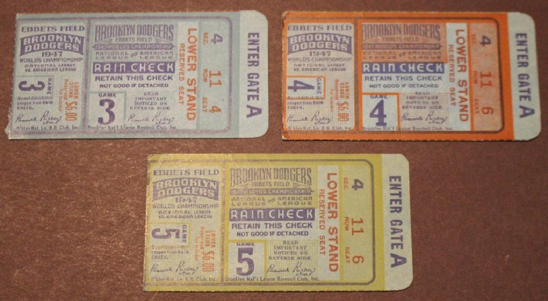 (3)1947 World Series Brooklyn Dodgers Ticket Stubs (1 of 2)