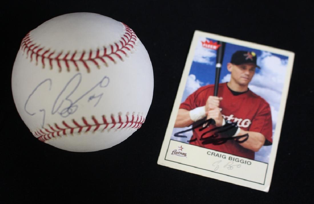 Craig Biggio autographed baseball OML Bud Selig & card: Craig Biggio autographed OML Bud Selig baseball on the sweet spot and an autographed card. Comes with JSA ALOA, Suggested bid $100