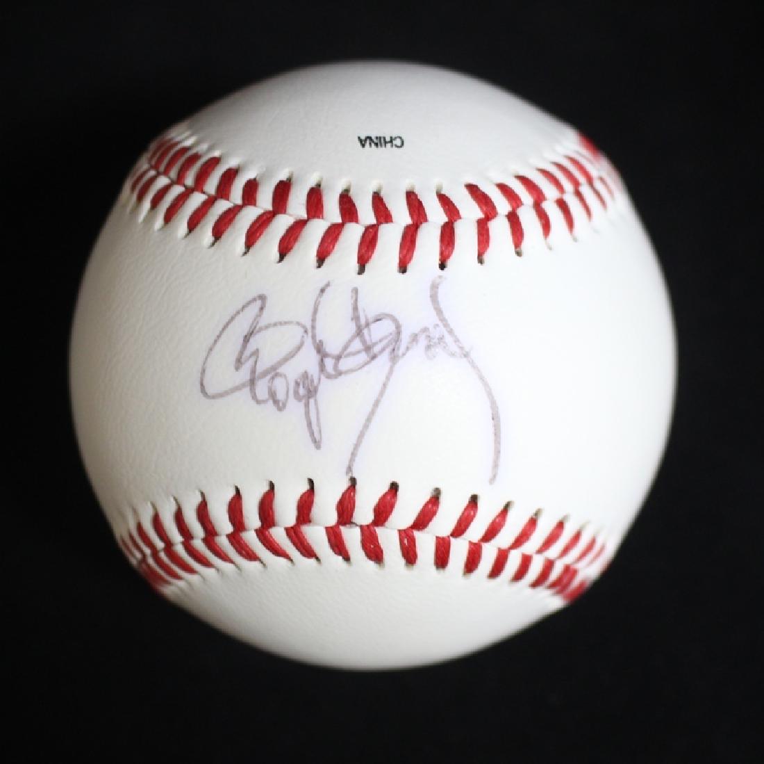 Roger Clemens autographed Houston Astros OML Bud Selig: Roger Clemens autographed Houston Astros OML Bug Selig baseball on the sweet spot in black ball point. Comes with a JSA ALOA. Suggested bid $75