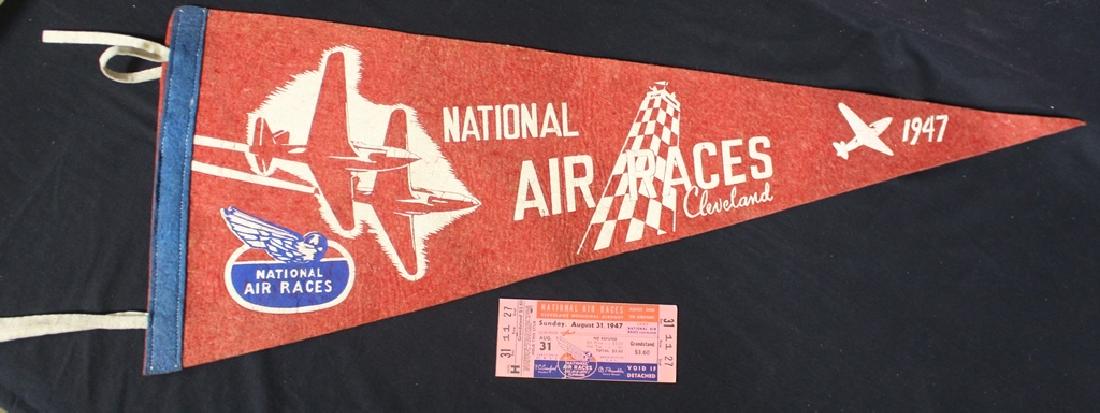 1947 National Air Races Pennant & Ticket Stub (1 of 4)