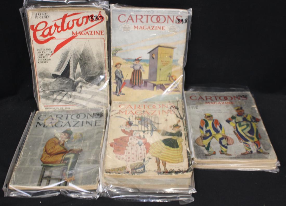 (8)World War I Era Cartoons Magazine Political Content: (8) different volumes of World War I era political satire cartoons, Cartoons Magazine, (6) intact with covers, (2)without covers. These contain largely political satire cartoons of the day. Think of t