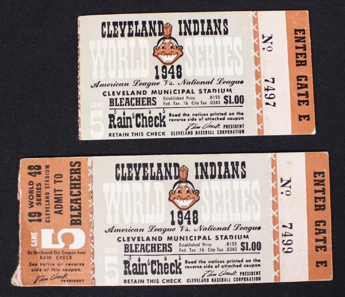 (2)1948 Cleveland Indians Bleachers World Series Ticket