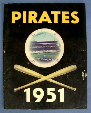 1951 Pittsburgh Pirates Yearbook: 1951 Pittsburgh Pirates Yearbook; VG-EX condition; this is the Pirates first Yearbook; cover is a little faded with some spotting on back cover; inside pages are clean; overall excellent piece.