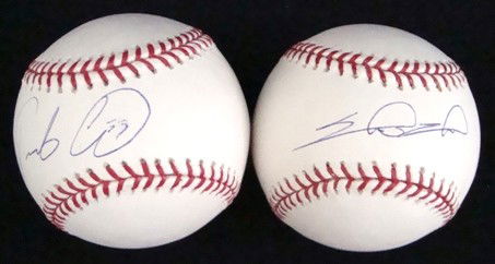 Shin-soo Choo/Fausto Carmona Signed Baseballs, JSA: Official ML Bud Selig Baseball signed by Carmona on the sweet spot in blue ink; Official ML Bud Selig Baseball signed by Choo on the sweet spot in blue ink; lot comes with COA from James Spence Authen