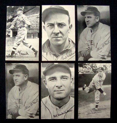 1936 Goudey "Wide Pen" Premiums Type 3: 1936 Goudey "Wide Pen" Premiums Type 3; includes (6) in the lot; includes Willis Hudlin, Bill Knickerbocker, (2) Steve O'Neill, Oral Hildebrand, Joe Vosmik; all in VG-EX condition.