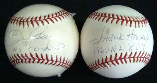 Frank Howard/Roy Cey Autographed Baseballs: Official Bud Selig Baseball signed by Howard on the sweet spot in blue ink; inscribed with "1960 N.L. ROY"; comes with a COA from Mounted Memories; ONL Leonard Coleman Baseball signed by Cey on the sw
