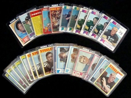 Early 1970's Football Star/HOFer Lot Rookies: Early 1970's Football Card Lot; includes mostly Stars and Hall of Famers; many Rookies; includes (16) 1972 Topps including Stars Joe Namath #100, Dick Butkus #170, Terry Bradshaw #150; Rookies include