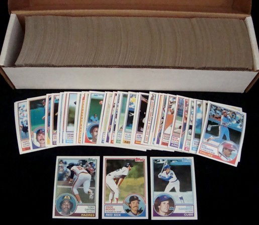 1983 Topps Baseball Card Complete Set, NRMT: 1983 Topps Baseball Card Complete Set in NRMT condition; includes key cards Ryne Sandberg, Wade Boggs, Tony Gwynn; also includes other stars, minor stars and commons; great set.
