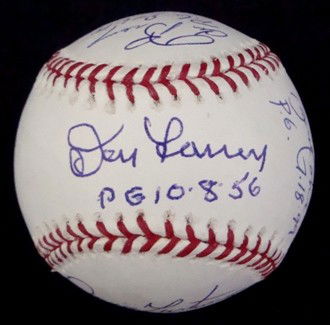 Official ML "Perfect Game" Signed Baseball: Official ML Bud Selig Baseball signed by (6) "Perfect Game" Pitchers; signatures include Len Barker inscribed with 5-15-81, Tom Browning inscribed with 6-16-88, Dave Cone inscribed with 7-18-99, Don L