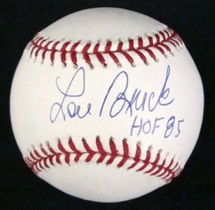 Lou Brock Autographed Baseball, JSA: Official ML Bud Selig Baseball signed by Brock on the sweet spot in blue ink; inscribed with HOF 85; comes with a COA from James Spence Authentication.