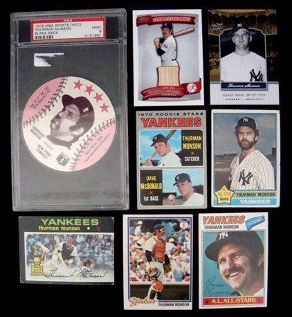 Thurman Munson Vintage Card Lot: Lot of (6) 1970's Topps Thurman Munson Cards; includes #189 Rookie Stars 1970 (EX); 1971 #5 All-Star Rookie (good); 1976 #650 AL All Star card (VG); 1977 #170 AL All-Stars card (EX); 1978 #60 (EX); al