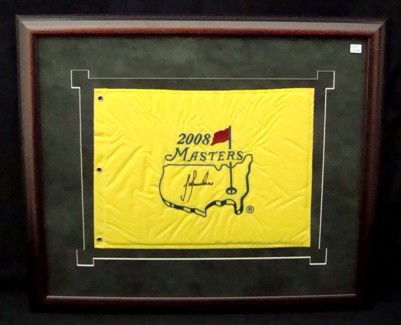 Trevor Immelman Signed 2008 Masters Pin Flag: Trevor Immelman Autographed 2008 Masters Pin Flag; signed in black sharpie; matted and framed, ready for display; comes with a COA from JSA.