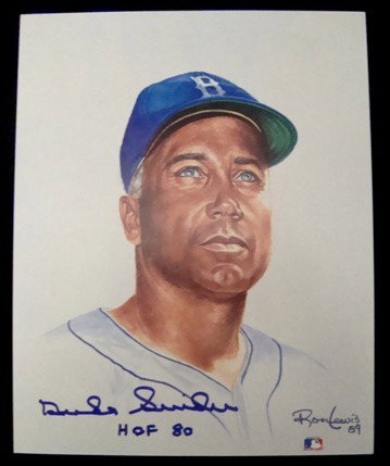 Living Legends Duke Snider Signed Print, JSA: Ron Lewis Living Legends Duke Snider Autographed Print; signed by Snider in blue sharpie marker with HOF 80 inscription; comes with a COA from JSA.