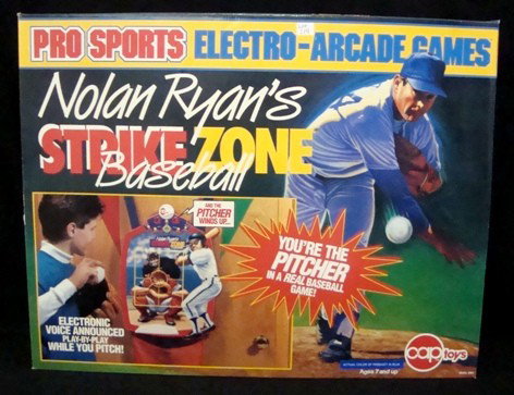 Nolan Ryan's Strike Zone Baseball Game: Nolan Ryan's "Strike Zone Baseball" Electro Arcade Game; made by Cap Toys in 1991 in Cleveland, Ohio; new in original box; excellent condition; includes original instruction guide; game is made to be 