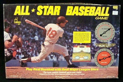 1968 Cadaco All-Star Baseball Game No. 183: 1968 Cadaco All-Star Baseball Game No. 183 in Original Box; game and pieces are in MINT condition; contents include (62) All-Star player discs (Babe Ruth, Cal Ripken, Wade Boggs, Roger Clemens); A-E/F