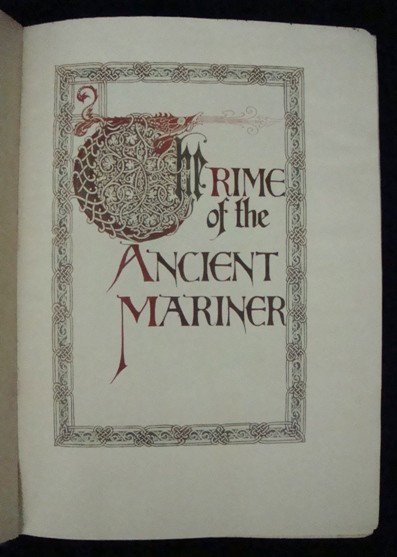 The Rime of the Ancient Mariner, Coleridge: The Rime of the Ancient Mariner by Samuel Taylor Coleridge, presented by Willy Pogany, published by George H. Doran Co., New York; no date; hardcover; book condition is very good; no dust jacket; brow