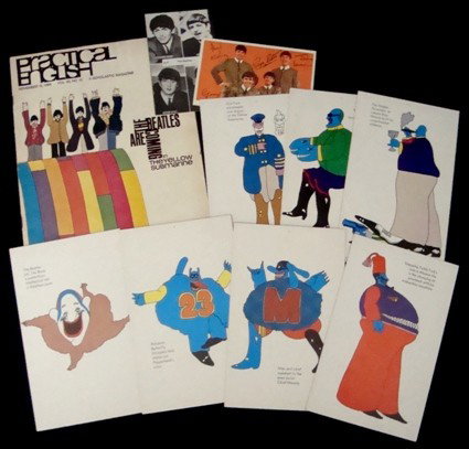 Beatles 1968 Yellow Submarine Jumbo Postcards: Lot of (7) 1968 Beatles Yellow Submarine Jumbo Postcards; measure approx 5"x 8"; each card marked 'King Features Syndicate - Subafilms Ltd. 1968; characters includes Snapping Turtle Turk, Max. Evil Ch