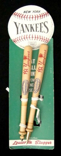 1950's NY Yankees Pen/Pencil Set: 1950's New York Yankees Louisville Slugger Pen & Pencil Set on Original Card; MINT condition; card is in excellent shape with very little shelf wear; pen/pencil in MINT condition, no paint loss; outst