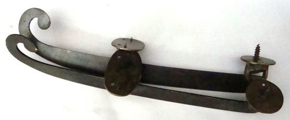 1880's Metal Ice Skate Blades: Rare 1880's Vintage Set of Metal Ice Skates; made by W.H. Wirth; master craftsman with early American folk art quality; measures approx 14" in length; beautiful hand hammered brass and steel.
