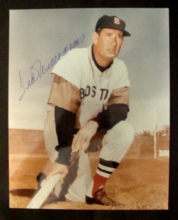 Ted Williams Signed 8x10 Color Photo: Ted Williams Autographed Full Color 8x10 Photo; signed by Williams in blue sharpie fine point pen; comes with a COA from JSA.
