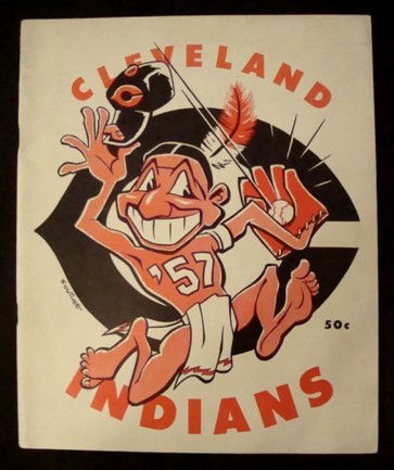 1954 Cleveland Indians Yearbook/Sketchbook, Maris 1: 1954 Cleveland Indians Yearbook Sketchbook featuring Roger Maris in his first year; EX condition; cover is bright and still strongly in tact; inside pages are slightly yellowed, but very clean; outsta