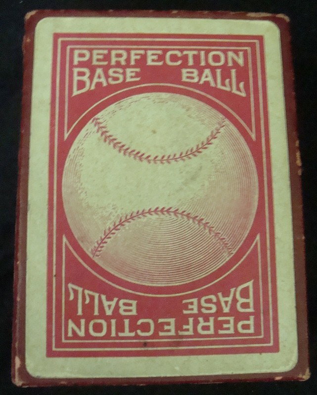Leslie's Perfection Base Ball Vintage Card Game, w : Rare Vintage Leslie's Perfection Base Ball Card Game with Original Box and Slipcase; manufactured by The Perfection Novelty and Advertising Co., Cleveland, Ohio; includes (85) card game with red backs