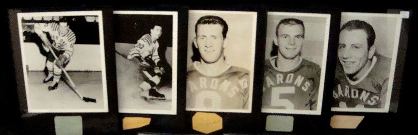 (8) 1959-60 Barons Player Signature Cuts w. Displa: Lot of (8) 1959-60 Cleveland Barons Player Signature Cuts with 8x10 Photo Display; includes Michael Labadie, George Bouchard, Cal Stearns, Don Hogan, George McAvoy, Ed Mazur, Bill Needham and Bill Shv