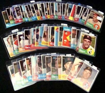 1963 Topps Baseball Card Lot: 1963 Topps Baseball Card Lot; Group of (66) 1963 Topps Baseball with Veteran Masters (w/Stengel), 2nd Series CL, WS Game 1 (Whitey Ford), Robin Roberts, Ken Hubbs, Alvin Dark, Roger Craig, Joe Adcock,