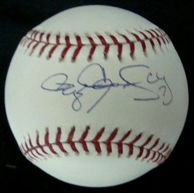 Roger Clemens Autographed Baseball, JSA: Roger Clemens Autographed Baseball; Official MLB Bud Selig ball signed by Clemens on the sweet spot in blue ballpoint pen with 'Cy 7' inscription; very nice signature; comes with a COA from JSA.