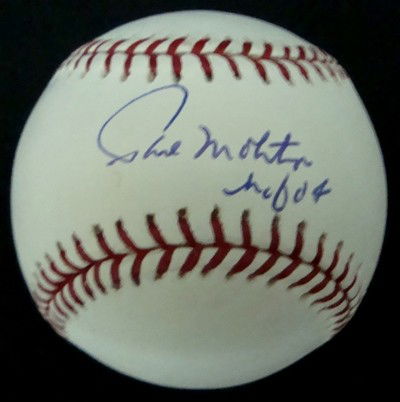 Paul Molitor Autographed Baseball & 8x10 Photo, JS: Paul Molitor Autograph Lot; includes 8x10 Stat Print signed by Molitor in blue sharpie marker with 'HOF 04' inscription; also includes Official MLB Bud Selig baseball signed by Molitor on the sweet sp