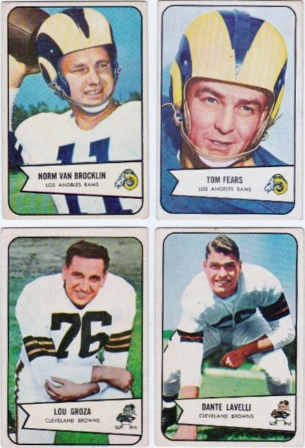 Lot of (4) 1954 Bowman Football HOF Stars EX+: Includes: #8 Norm Van Brocklin, #20 Tom Fears, #52 Lou Groza, and #111 Dante Lavelli. EX+ overall for the lot.