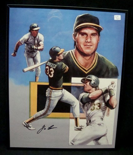 Jose Canseco Autographed 16x20 Print: Jose Canseco Autographed Oakland A's 16x20 Art Print; signed by Canseco in black sharpie marker; great print of the former pro; comes with a COA from JSA.