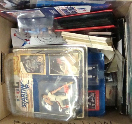Generous Lot of Sports Memorabilia: Generous Lot of Miscellaneous Sports Memorabilia; includes 1975 Hostess Box with Steve Carlton, 1988 Starting Lineup Mike Schmidt and Carlton Fisk, 1989 Starting Lineup Cal Ripken, autographed basebal
