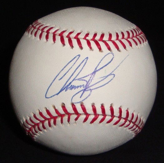 Chris Perez Autographed Baseball: Official MLB Bud Selig Baseball signed by Perez on the sweet spot in blue ink; nice, clean signature by the Indians relief pitcher.
