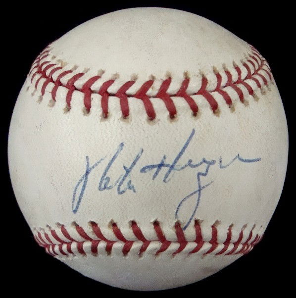 Mike Hargrove Autographed Baseball: Official MLB Bud Selig Baseball signed by Hargrove on the sweet spot in blue ink; nice, clean signature by the former Indians Manager.