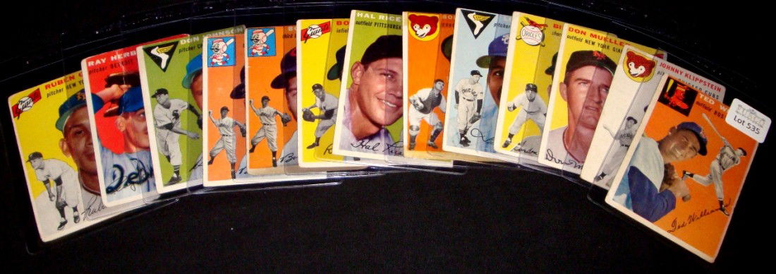 1954 Topps Baseball Card Lot, Williams: 1954 Topps Baseball Card Lot; includes (13) cards - overall condition is good with some variations; includes #1 Ted Williams; #31 John Klippstein; #42 Don Mueller; #48 Gordon Hunter; #57 Luis Aloma; #