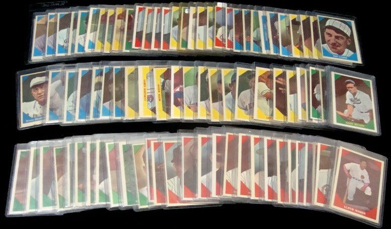 1960 Fleer Baseball Greats Partial Set, 100 Cards: 1960 Fleer Baseball Greats Partial Set; EX to EX-MT condition with some better; includes many stars #2 Christy Mathewson, #24 Mickey Cochrane, #28 Lou Gehrig, #42 Ty Cobb, #47 Cy Young, #53 Jimmy Foxx