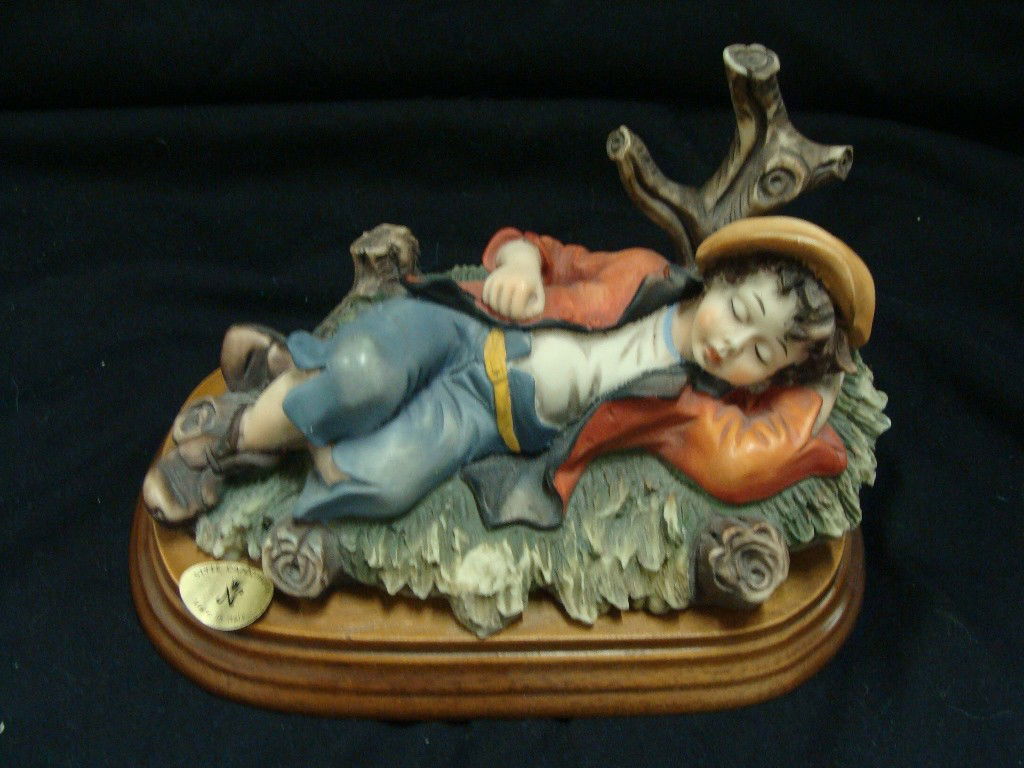 Sytle Capodimonte Sleeping Boy: 7" x 4 3/8" , 4" tall