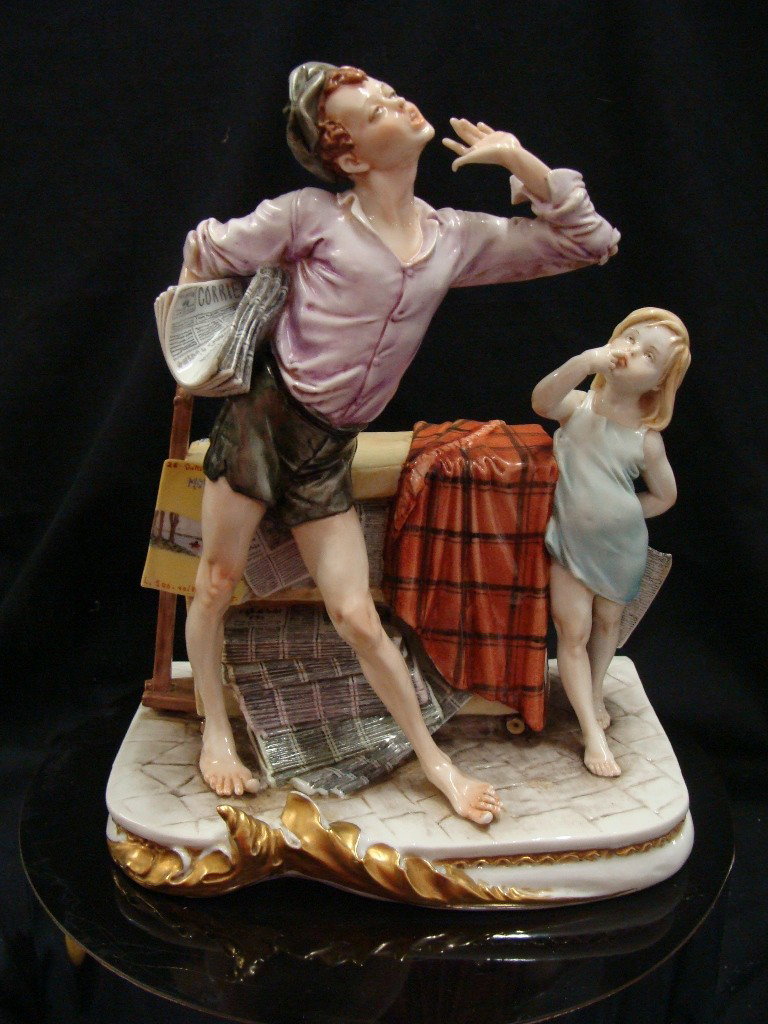Works of Art Italy Newspaper Seller Figurine Bruno : Works of Art Italy Newspaper Seller Figurine Bruno Merli