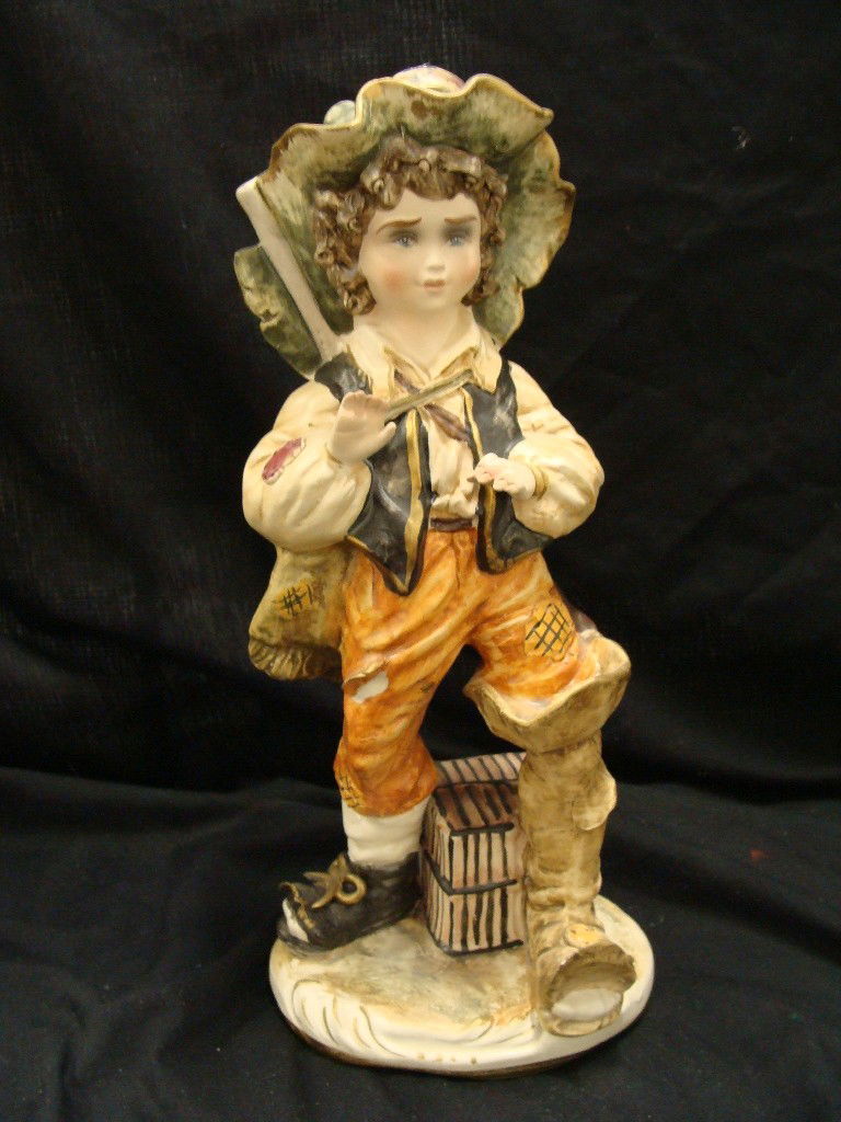Capodimonte Style Boy Figure: Unmarked, made in Italy approx 14" x 7" wide