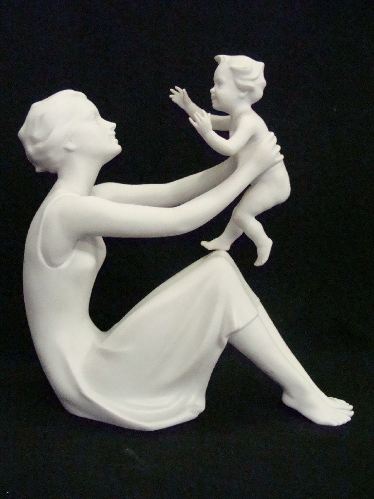 Kaiser Bisque Porcelain 54613 Mother with Child: 9" tall x 7" wide