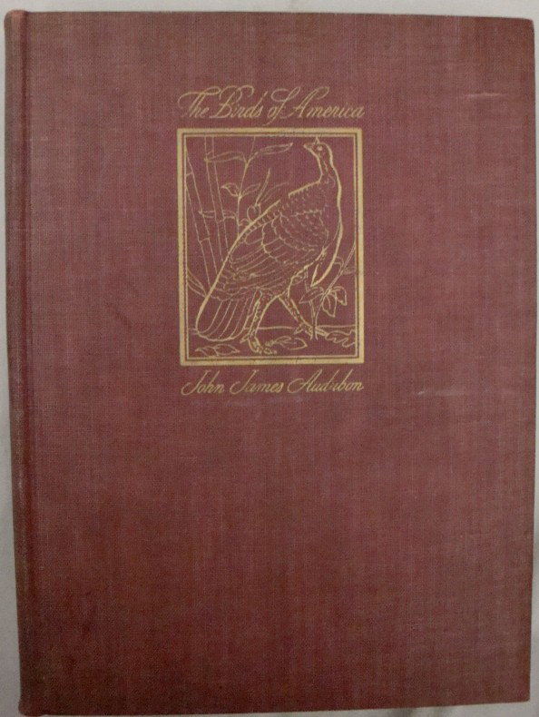 1942 The Birds of America, Audubon: The Birds of America by John James Audubon, Macmillan, 1942. This large hardbound book is filled with beautiful color reproductions of Audubon’s bird paintings. Spine is faded and light wear to cove