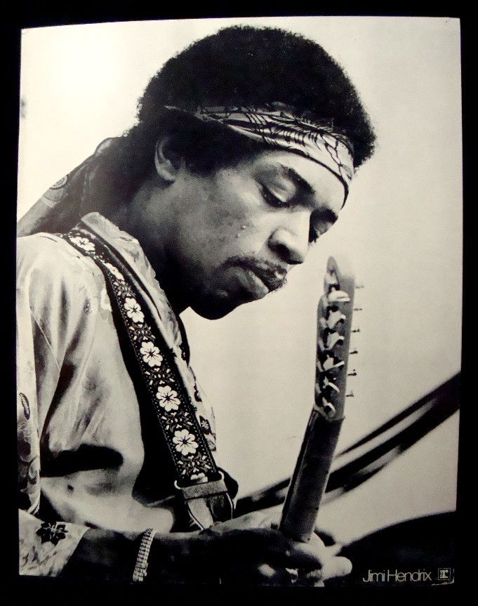 1970's Jimi Hendrix Warner/Reprise Artist Display: Rare 1970's Jimi Hendrix Warner Bros/Reprise Records Artist Display; printed on heavy card stock, measuring 21-1/4" x 27"; issued by Warner Music for Reprise Records as part of a complete set of (14);